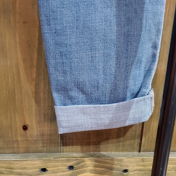 Chico's Blue So Slimming Girlfriend Slum Leg Ankle Jeans w Distressed Patchwork - Picture 9 of 14